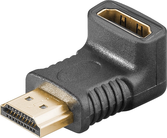 Adapter 19-polig HDMI male -> female haaks verguld