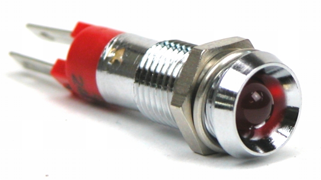 Controle LED 24-28V grün - IP-67 - chrom gehäuse
