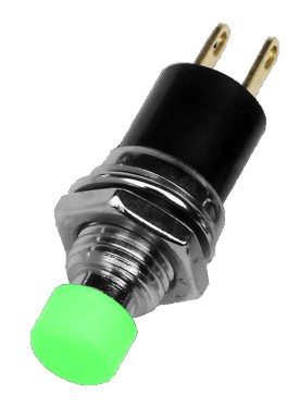 Drukschakelaar miniatuur maak - boorgat ø7mm - soldeer - groen
