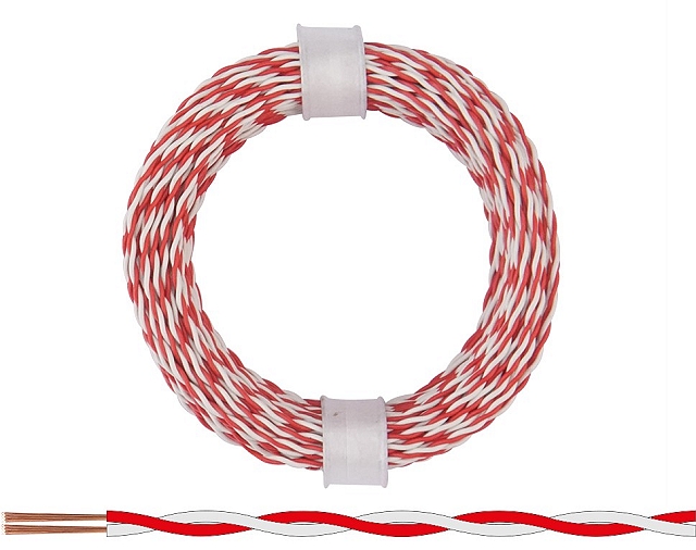 x10m Tweeling Montagesnoer 0,04mm² - rood/wit