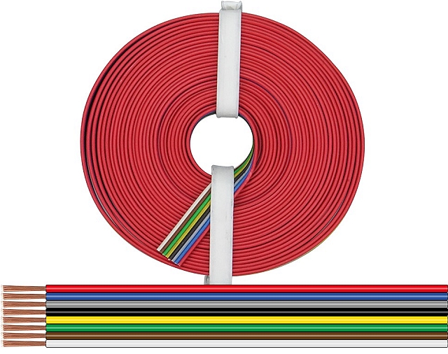 x10m 8x0,25mm² - rood, blauw, grijs, zwart, geel, groen, bruin en wit