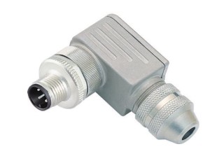 Connector M12-B 4 polig haaks metalen behuizing