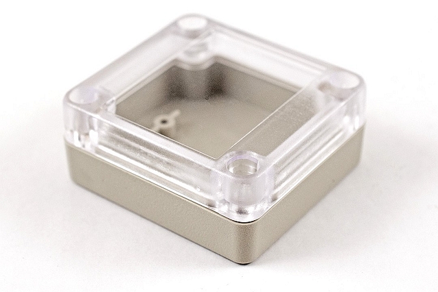 Enclosure 65x60x28mm ABS light grey with clear led - IP65