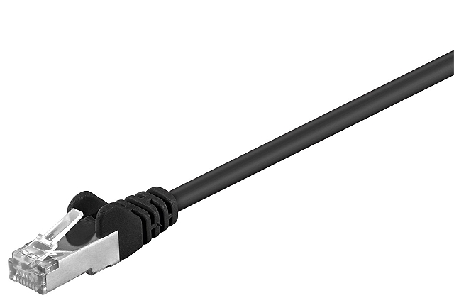 Patchcable SFTP CAT5e 2xRJ45 molded version with strain relief - 15m - black