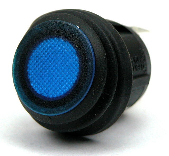 Wipschakelaar ø23mm 6A/250Vac aan/uit met blauwe verlichting 250Vac - IP-65