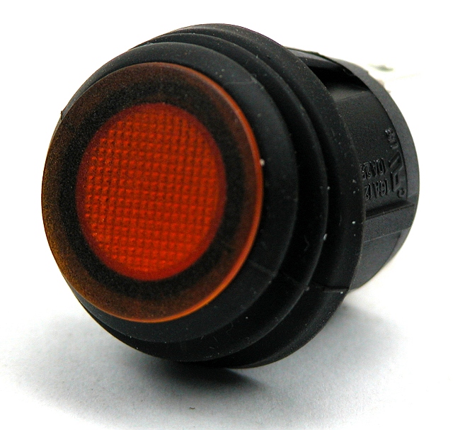 Wipschakelaar ø23mm 6A/250Vac aan/uit met oranje verlichting 250Vac - IP-65