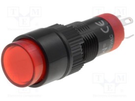 Druktoets 1x ein-(ein) ø12mm - 24Vac/dc LED - rot