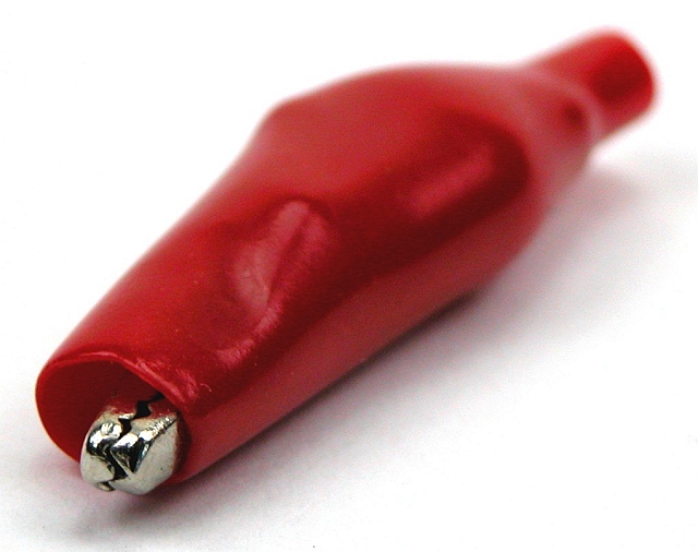 Crocodileclip isolated solder 32mm - red