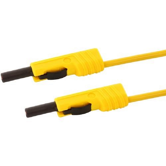 Sicherheits Labor kabel ø4mm Siliconen 1mm²/16A IEC - 50cm - gelb