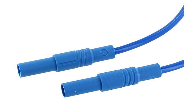 Sicherheits Labor kabel ø4mm Siliconen 1mm²/16A IEC - 50cm - blau