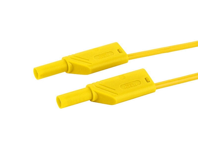 Sicherheits Labor kabel ø4mm Siliconen 1,0mm²/16A IEC - 50cm - gelb