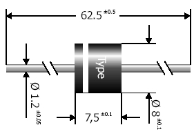 Gelijkricht Diode 12A 400V - ø8,0x7,5mm