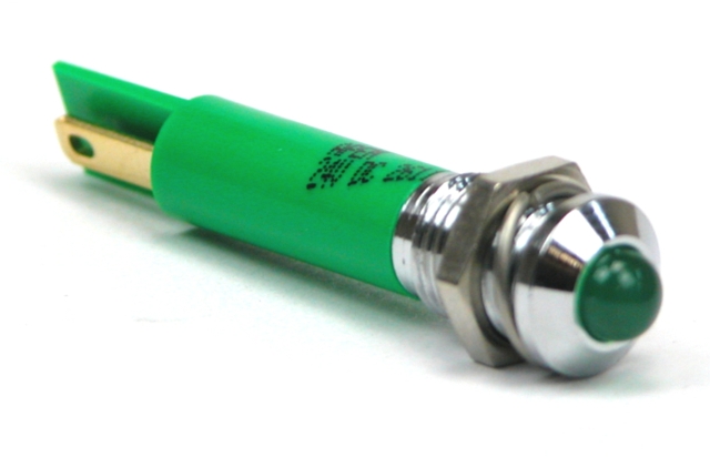 LED in holder ø9,5mm 24Vdc - green LED - chroom - solder