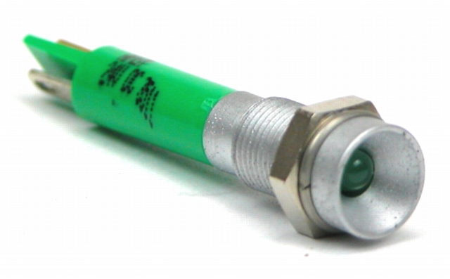 LED in holder ø7mm 24Vdc - green LED - satin grey - solder