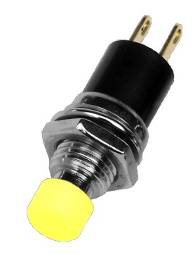 Pushbutton switch miniature (NO) - panel hole ø7mm - solder - yellow