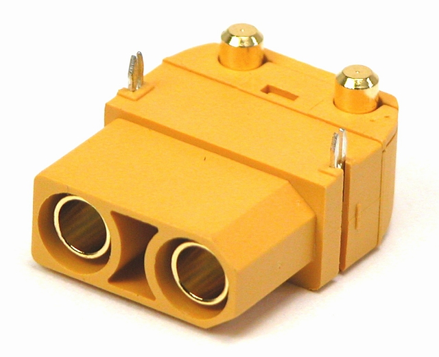 Powerconnector 2-pos. Female 40A - 500Vdc - THT - angled