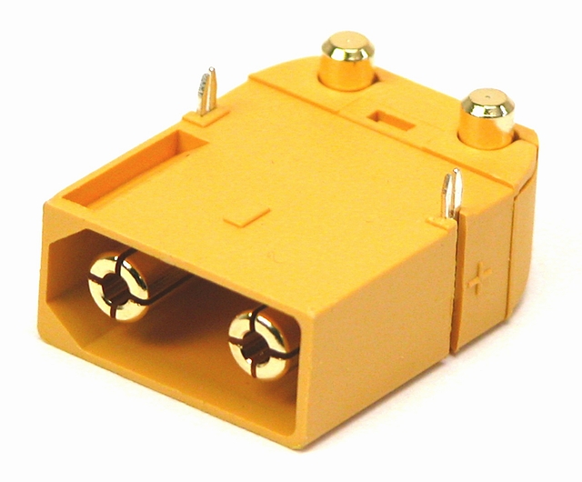 Powerconnector 2-pos. Male 40A - 500Vdc - THT - angled